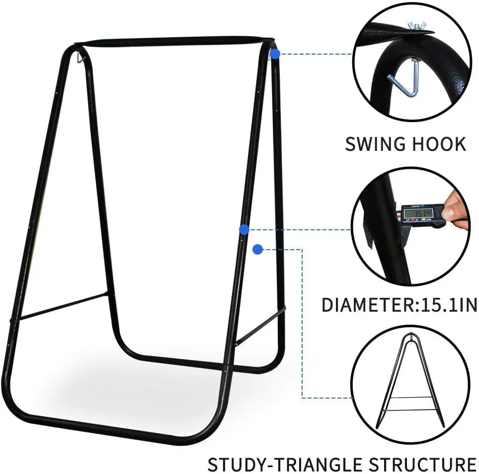 Hammock Chair Stand with Large Hanging Padded Indoor Swing,Easy to Assemble Sturdy Hammock Chair with Stand,MAX Capacity up to 500 LBS,Heavy-Duty Steel Hammock Stand for Indoor Outdoor(White)