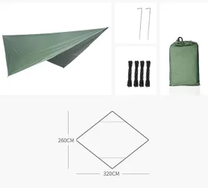 Hammock Mosquito Net Mosquito Net Hammock Canopy Set Outdoor Quick Opening Hammock Rainproof Shade Camping Tent(Dark Green)