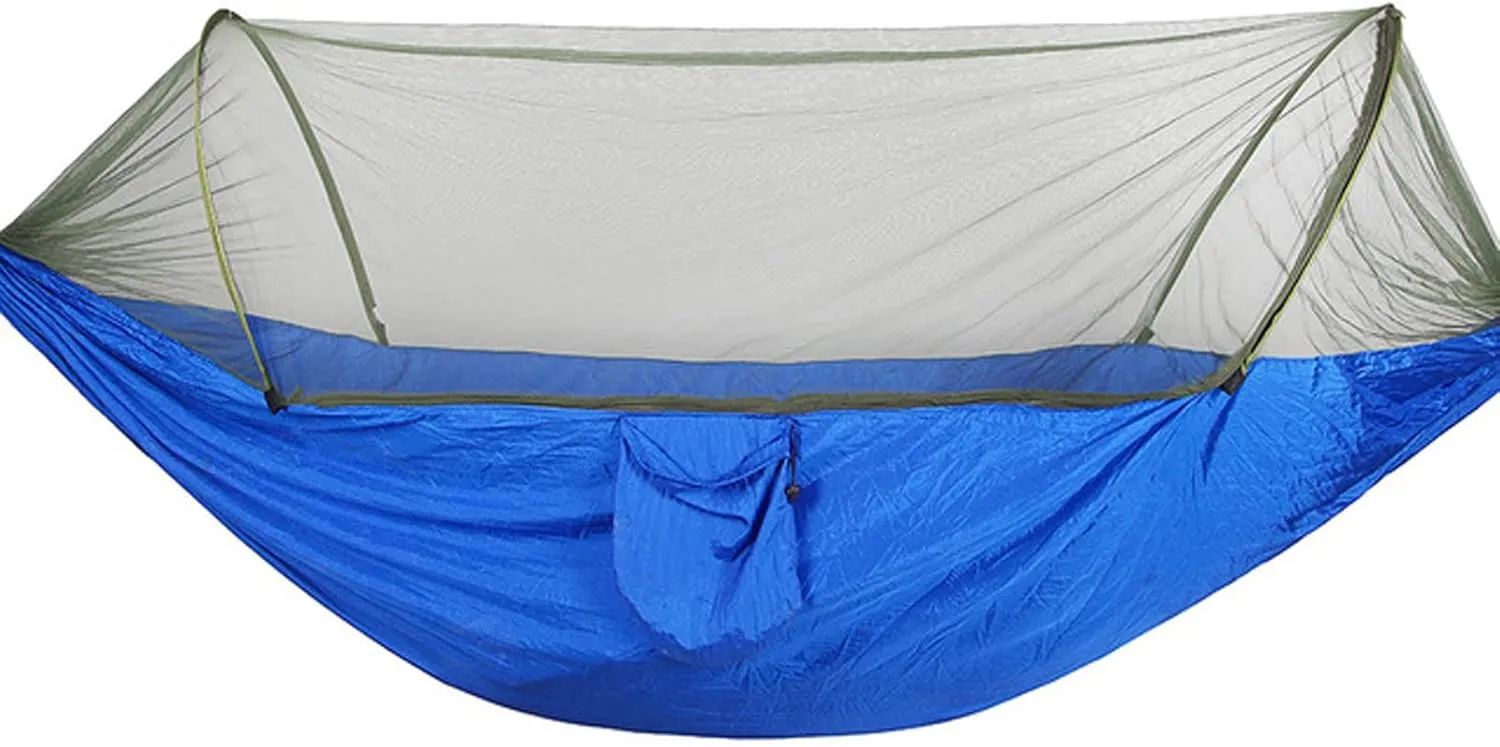 Hammocks Camping Hammock Portable Pop-up Hammock with Mosquito Net Parachute Nylon Fabric 2 Person Sleeping Swing for Outdoor Furniture Hammocks for Outside
