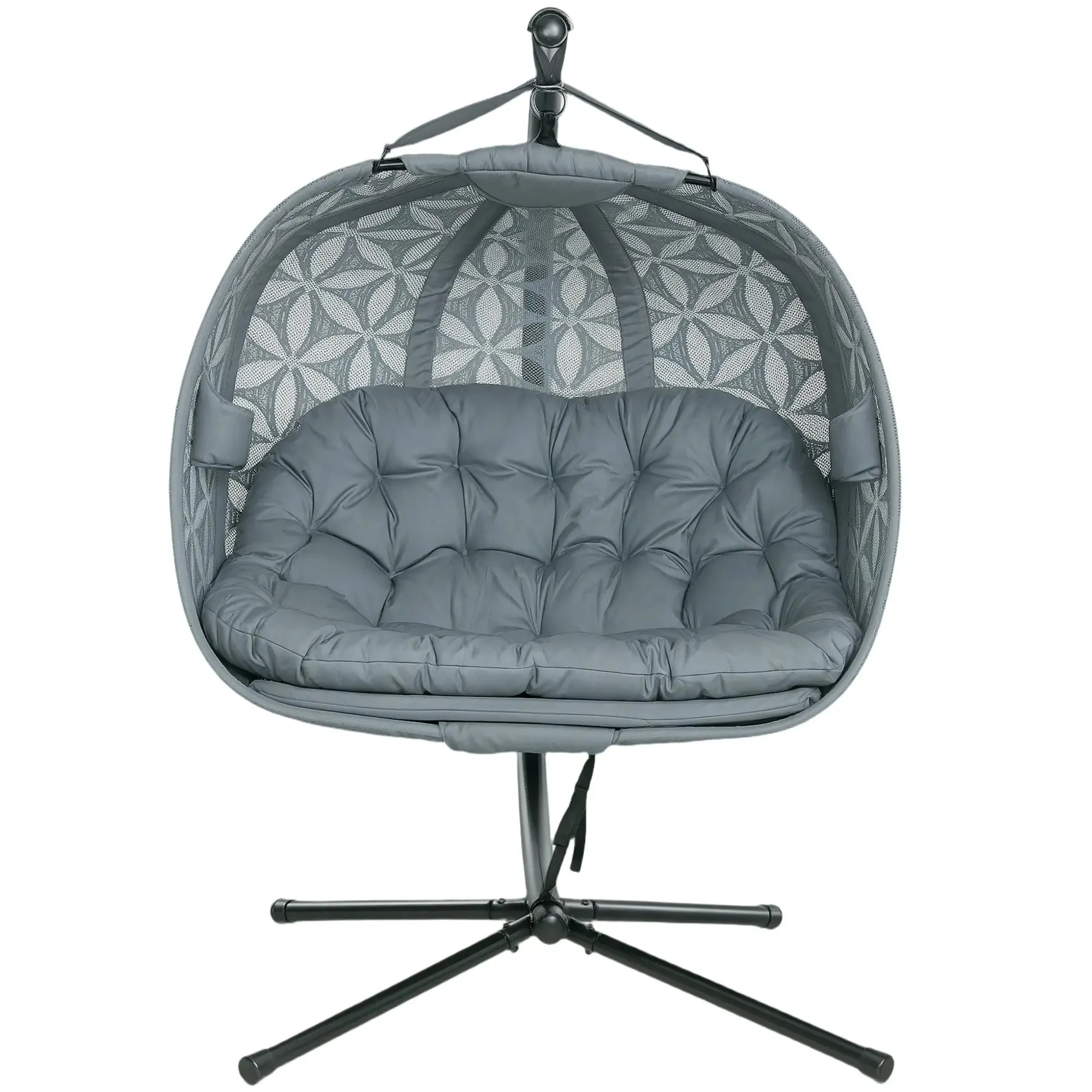 Hanging Cup Cushion Multifunctional Outdoor Outsunny Charcoal Holders, With Chair Grey Waterproof Double And