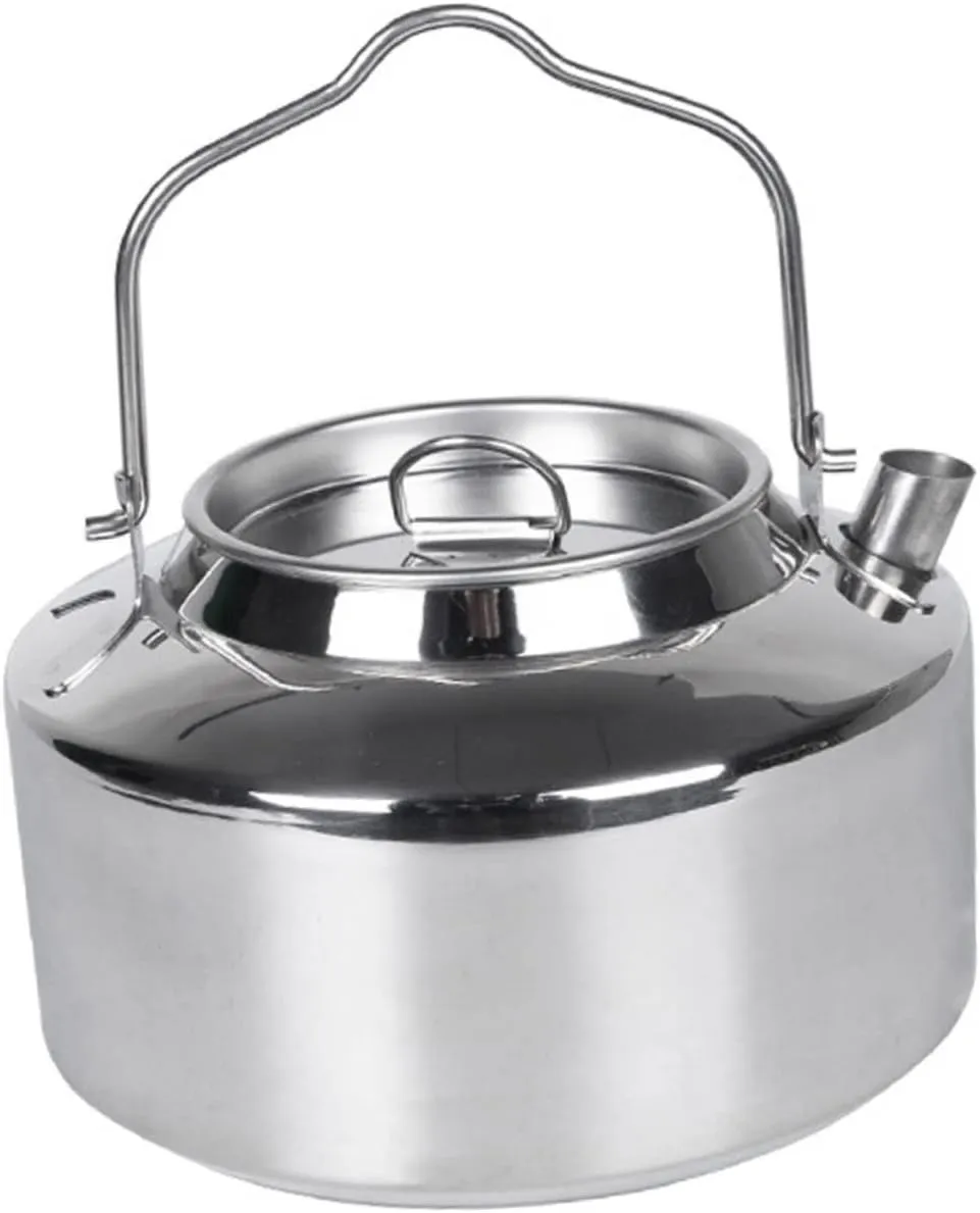 Happyyami Portable Tea Kettle Stainless Steel Water Pot Camping Kettle Outdoor Cooking Compact Design