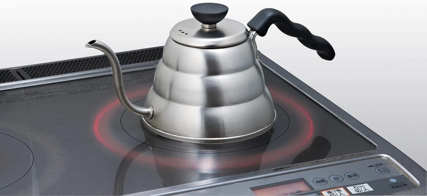 Hario V60 "Buono" Drip Kettle Stovetop Gooseneck Coffee Kettle 1.0L, Stainless Steel,Silver