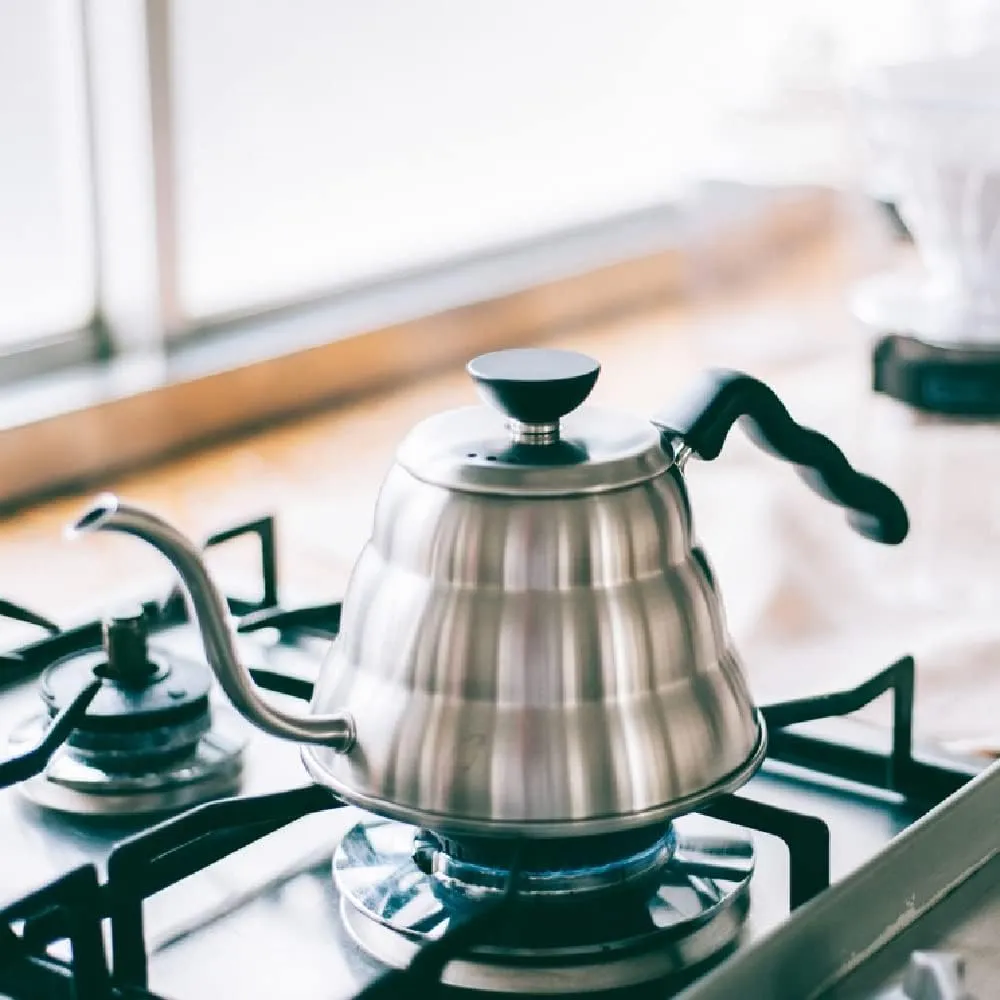 Hario V60 "Buono" Drip Kettle Stovetop Gooseneck Coffee Kettle 1.0L, Stainless Steel,Silver