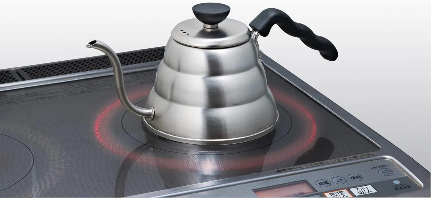 Hario V60 "Buono" Drip Kettle Stovetop Gooseneck Coffee Kettle 1.0L, Stainless Steel,Silver