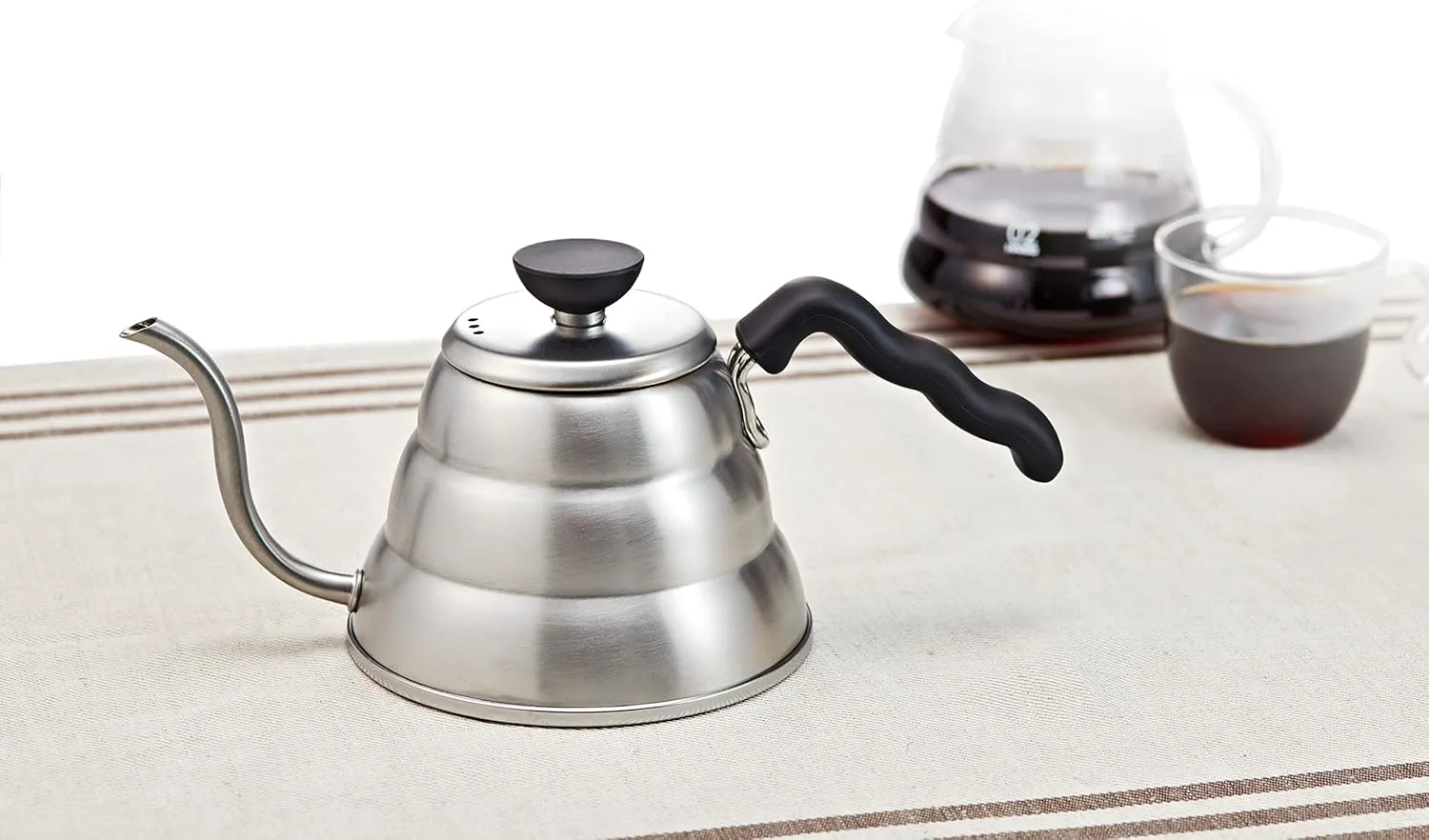 Hario V60 "Buono" Drip Kettle Stovetop Gooseneck Coffee Kettle 1.0L, Stainless Steel,Silver
