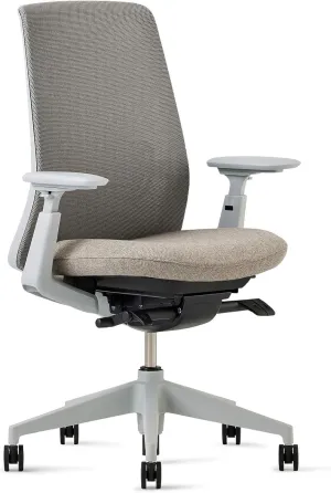 Haworth Soji Office Chair with Ergonomic Adjustments and Lumbar Support, Flexible Mesh Back (Stone)