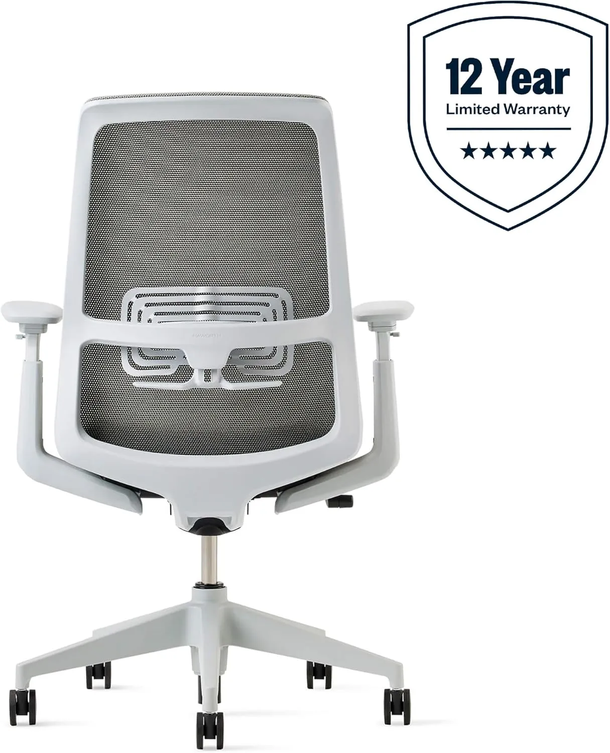 Haworth Soji Office Chair with Ergonomic Adjustments and Lumbar Support, Flexible Mesh Back (Stone)