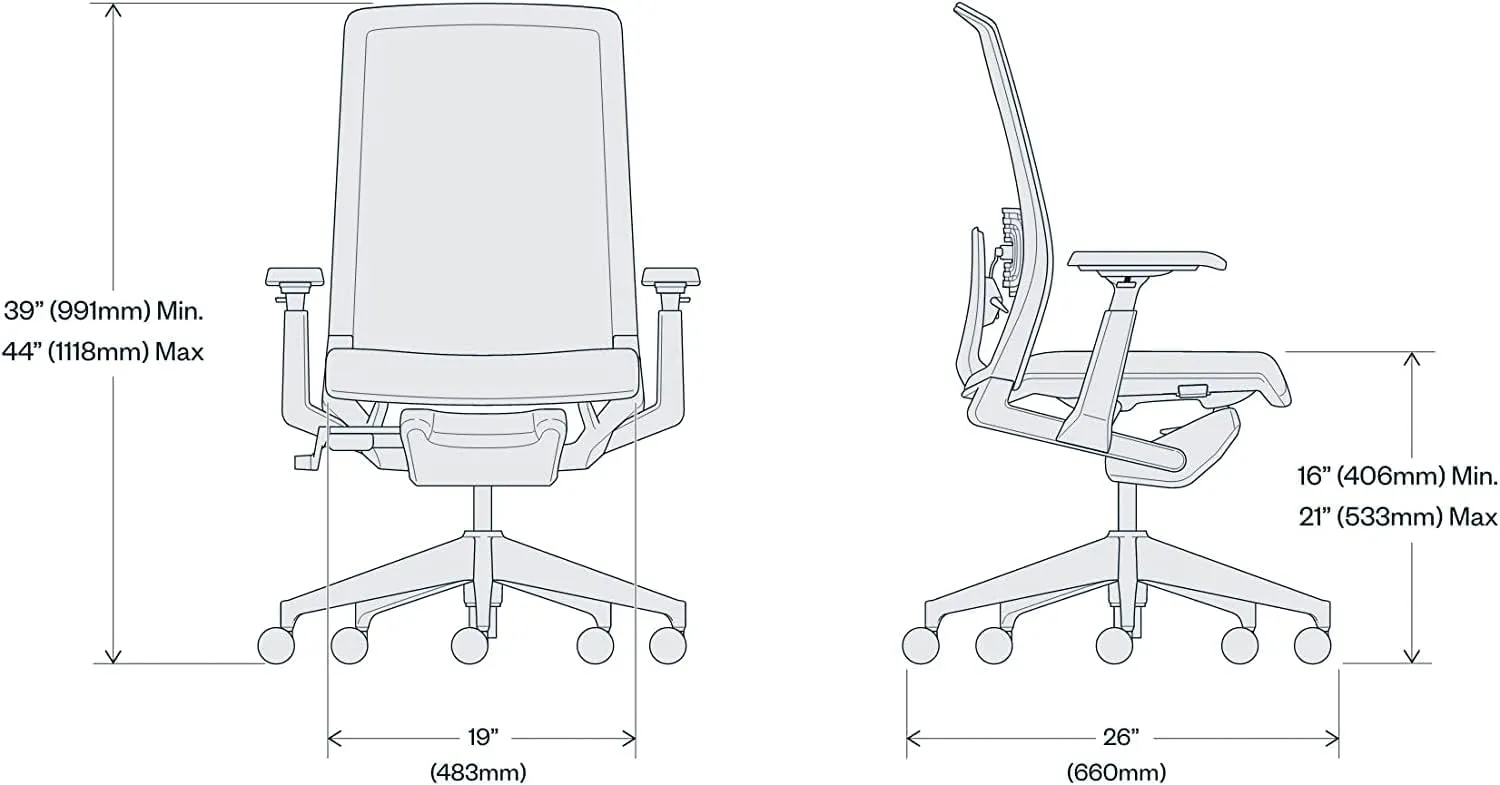 Haworth Very Mesh Office Chair - Stylish Ergonomic Desk Chair with Lumbar Support and Forward Tilt Feature (Coal)