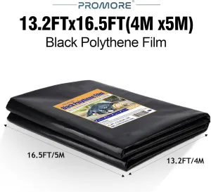 Heavy Duty Black Plastic Sheeting 13.2x16.5ft-4MIL,for Construction Waterproof Painters Tarp Landscape Ground Cover, Plant Farm Garden Greenhouse Agriculture