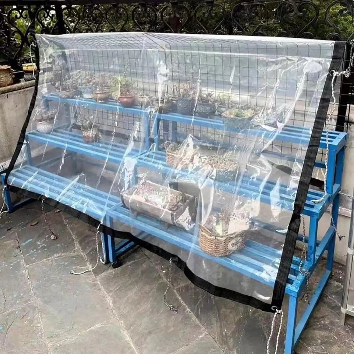 Heavy Duty Clear-Waterproof-Tarps-Outdoor.7 * 10ft 7 * 13ft,7 * 16ft,Tarpaulin Transparent of Patio,Clear Plastic Tarp for Garden Winter(20x26 ft(6x8m))