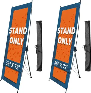 Heavy Duty Premium X Banner Holder by DreamController - Adjustable Stand with Travel Bag - Silver Aluminum