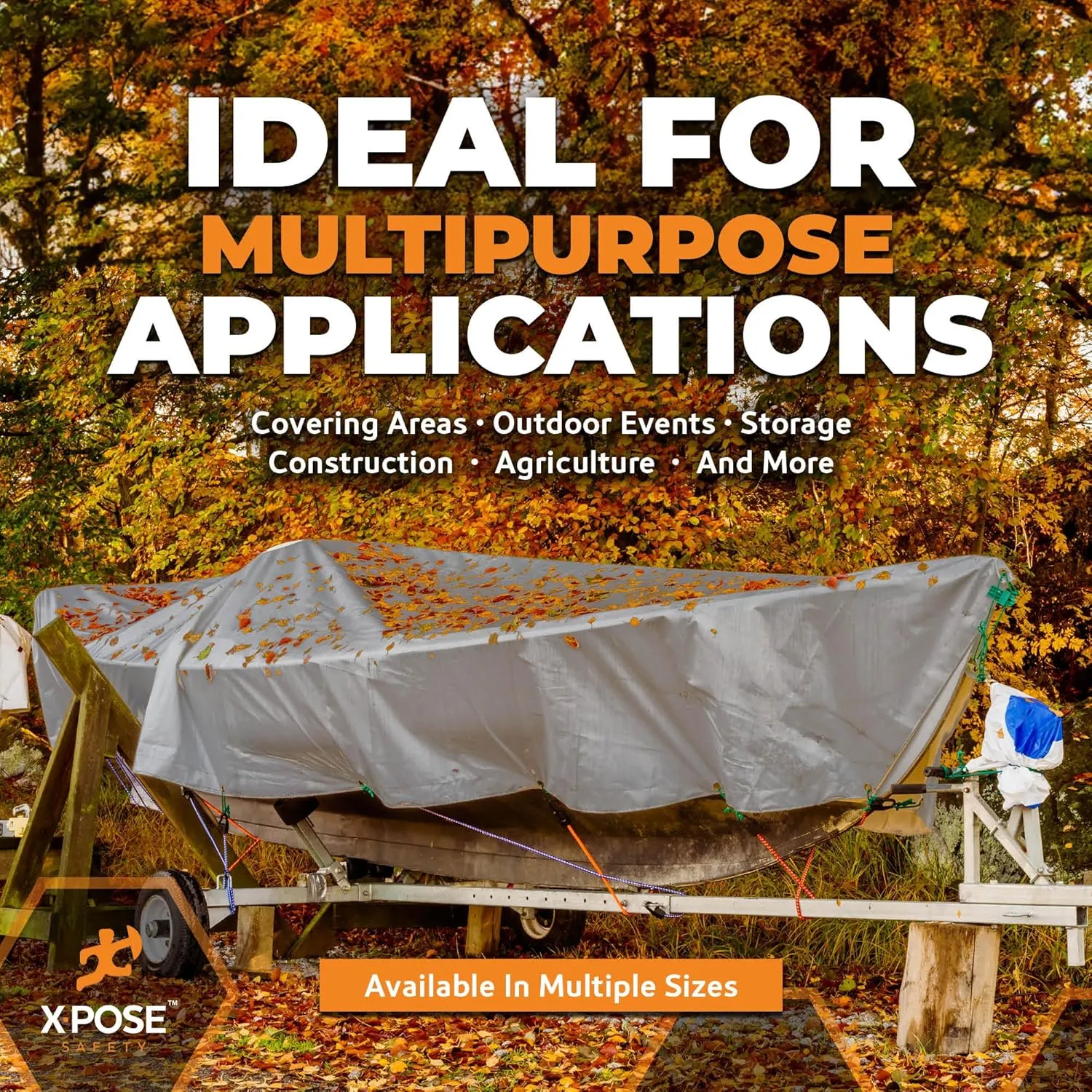 Heavy Duty Silver Poly Tarp 30' X 50' - Multipurpose Protective Cover - Durable, Waterproof, Weather Proof, Rip and Tear Resistant - Extra Thick 12 Mil Polyethylene - by Xpose Safety