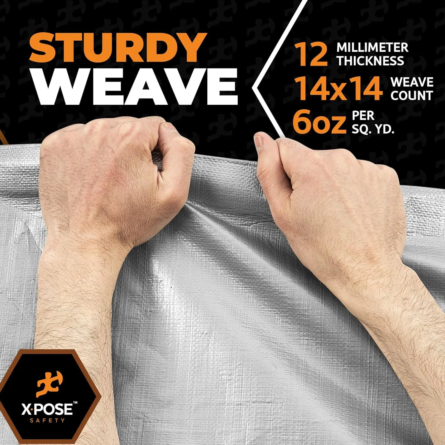 Heavy Duty Silver Poly Tarp 30' X 50' - Multipurpose Protective Cover - Durable, Waterproof, Weather Proof, Rip and Tear Resistant - Extra Thick 12 Mil Polyethylene - by Xpose Safety