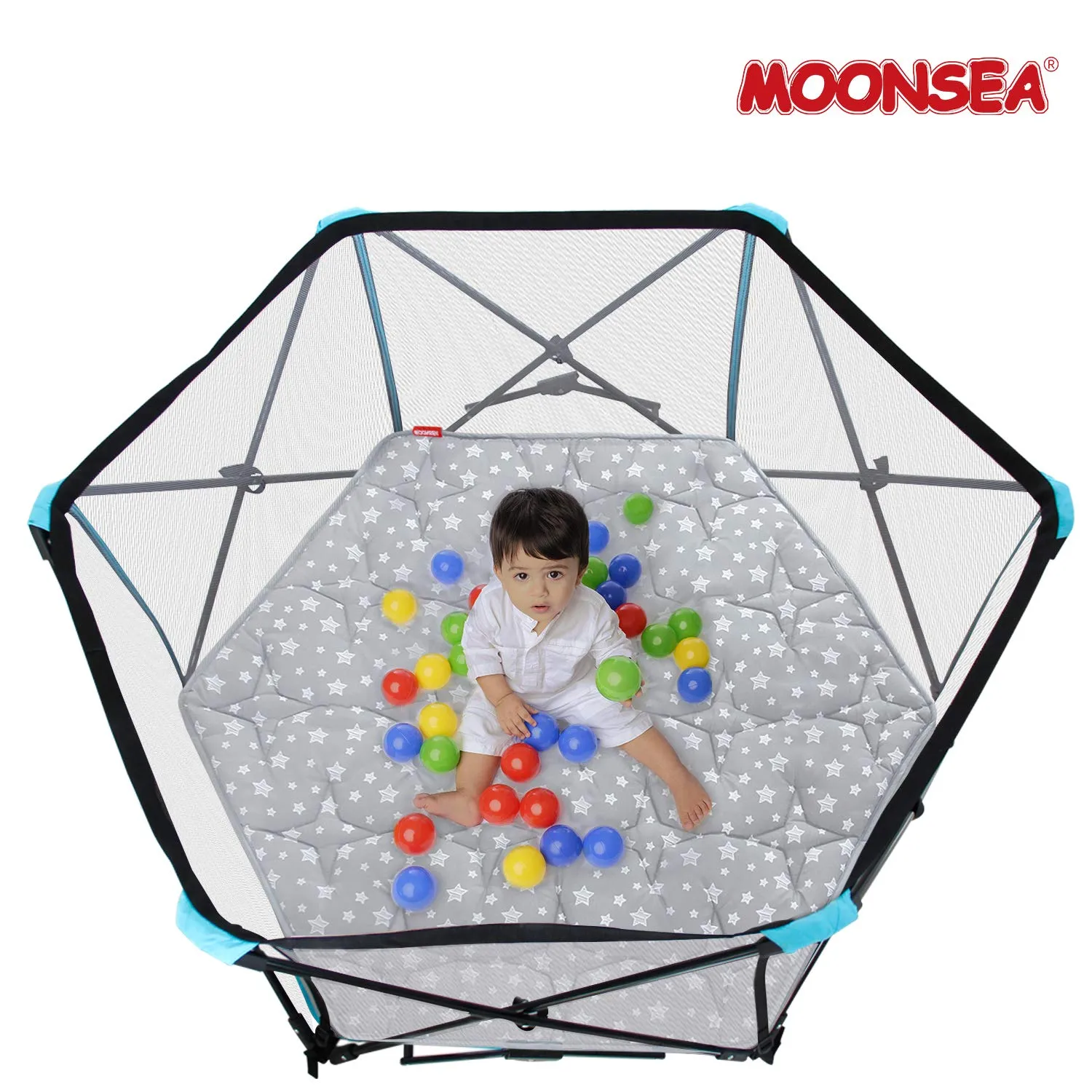 Hexagon Playpen Mat, Baby Playmat Fits Regalo Portable Play Yard 48 Inch and hiccapop 53" PlayPod Playpen, 6 Panel Playpen Mattress Non Slip Pad Mat