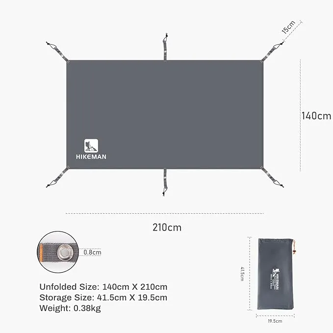 HIKEMAN Waterproof Tent Footprint Camping Tarp - Ultralight Tent Floor Saver,Multifunctional Tents Ground Sheet Mat with 4 Tent Stakes for Camping,Picnic,Hiking,Backpacking,Hammock,Beach