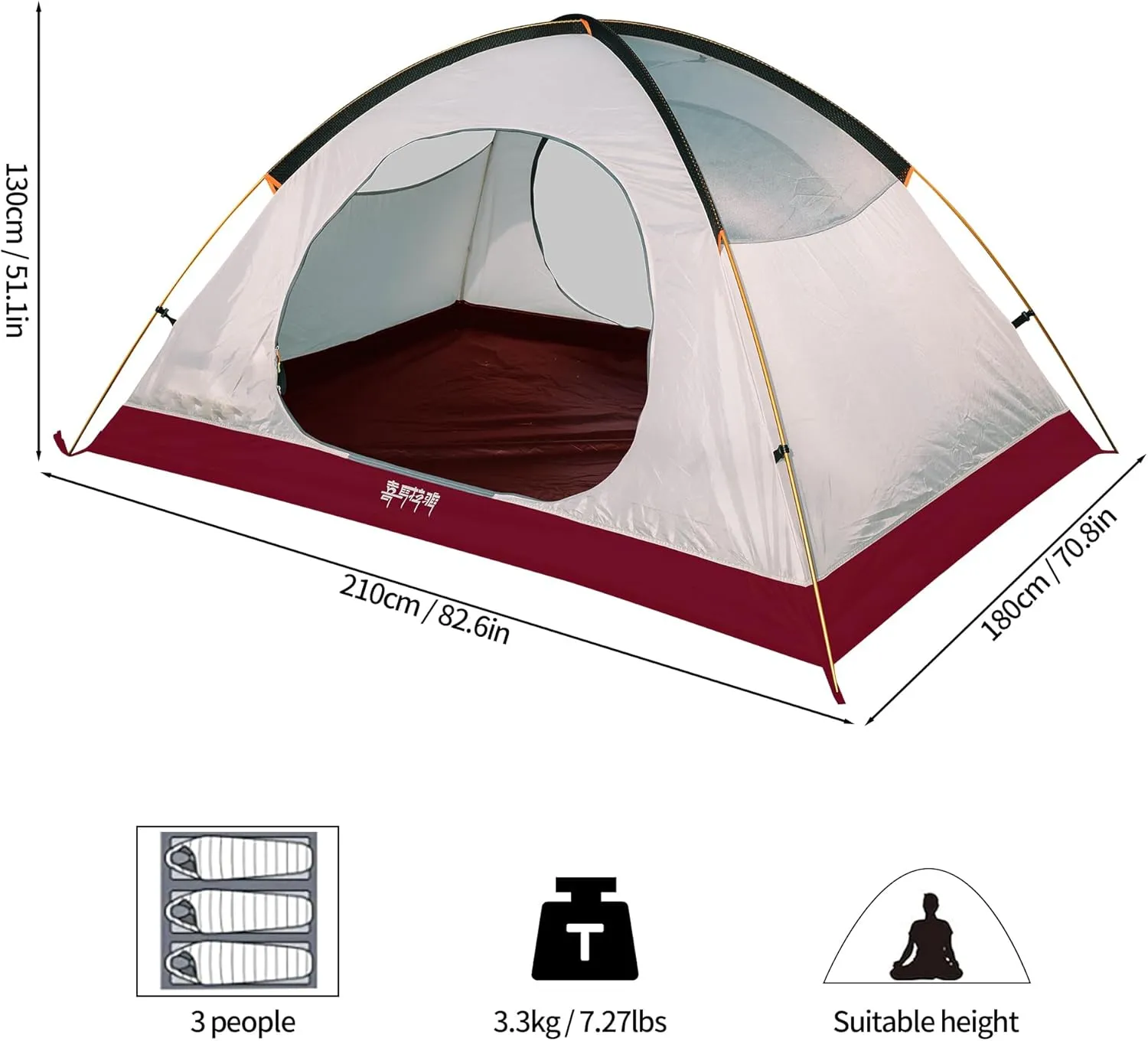 Himalaya 2/3 Person 4 Season Tent - Winter Tent, Waterproof, Windproof, Lightweight, Portable, PU5000 for Camping, Hiking, Mountaineering