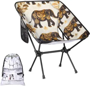 Honeybaby Folding Camping Chair Elegant Elephants Camping Chairs Lightweight Portable Chair Outdoor Foldable Chairs for Camping Travel Picnic Beach Hiking