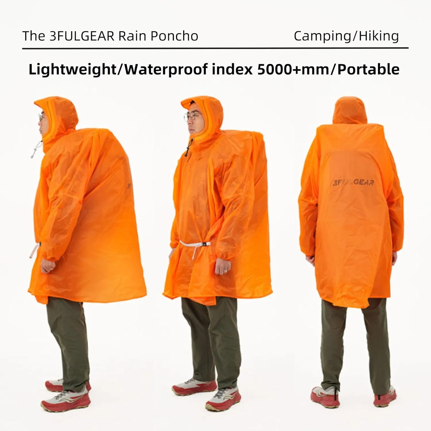Hooded Rain Ponchos for Adults, Waterproof Packable Lightweight Rain Coat Jacket for Men Women