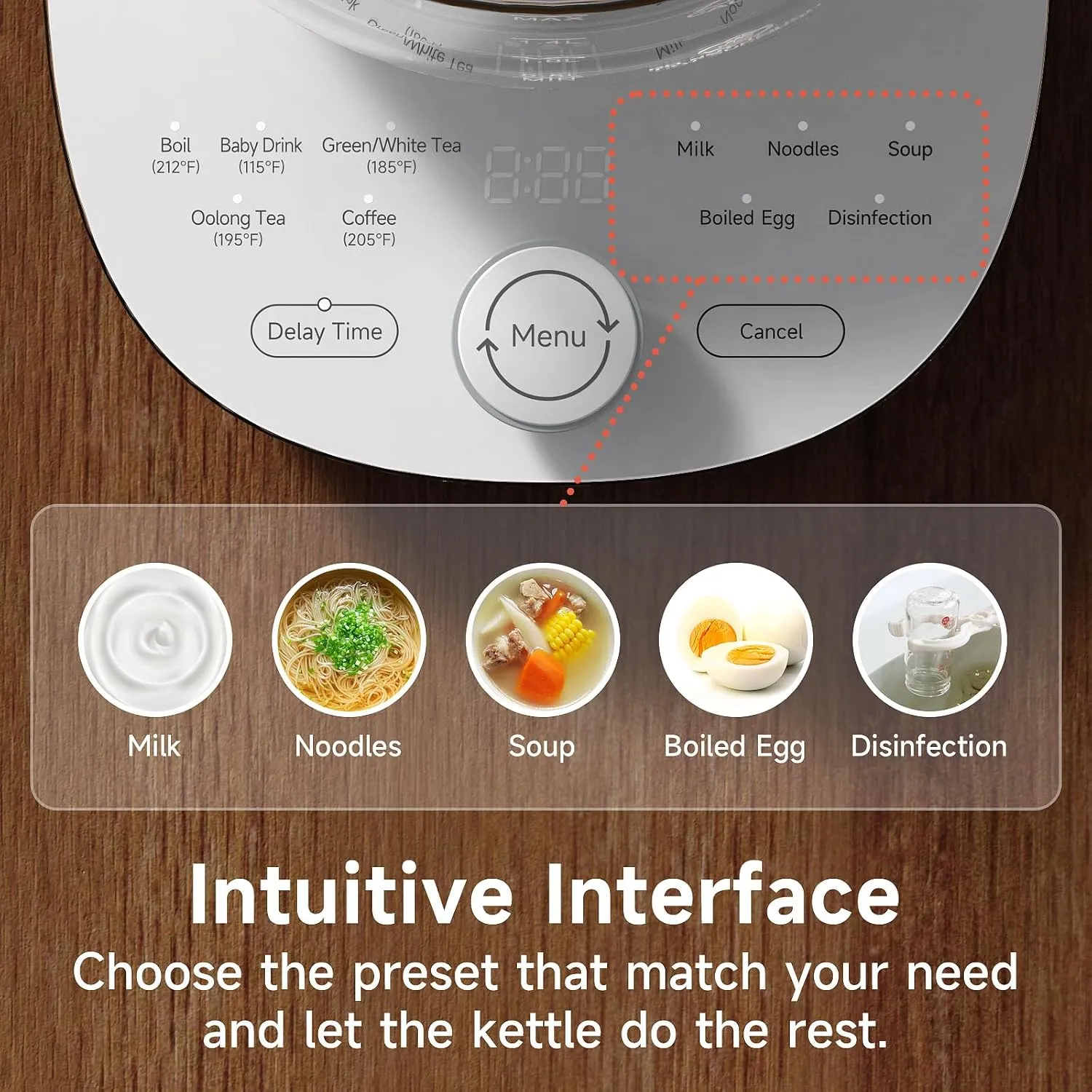 Hot Electric Kettle with Tea Infuser and Temperature Control, 1.5L Stainless Steel Tea Maker & 1200W Rapid Boiling, Programmable Control for Coffee and More, White