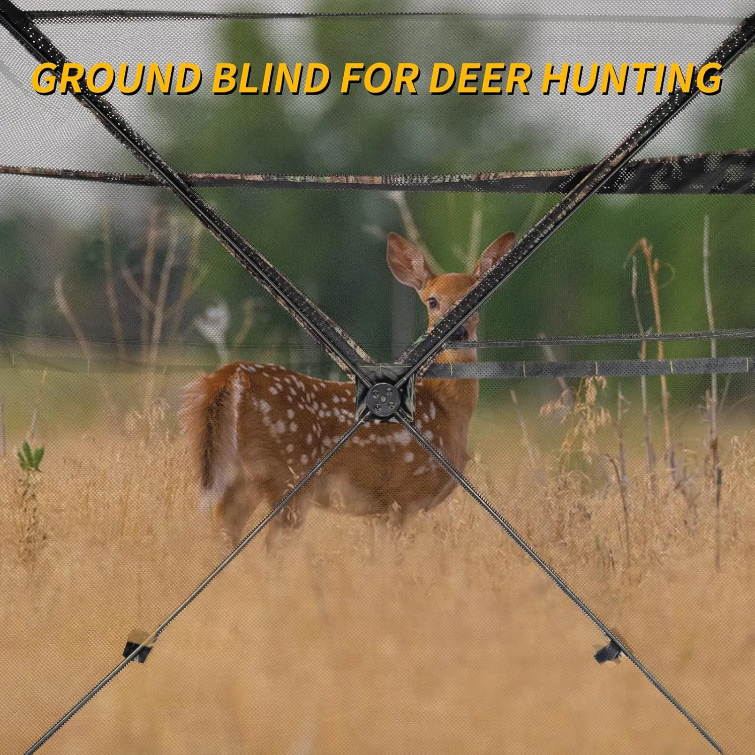 Hunting Blind 270/360 Degree See Through Ground Blind for Deer Hunting, 2/3 Person Pop Up Camouflage Tent for Deer and Turkey, Portable Concealed Shelter with Carrying Bag