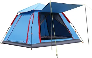 Hydraulic Tent Canopy for Camping Automatic Tents,3-4 People Beach High-Density Silver Rubber Fabric Camping Tent,Family Outdoor Picnic
