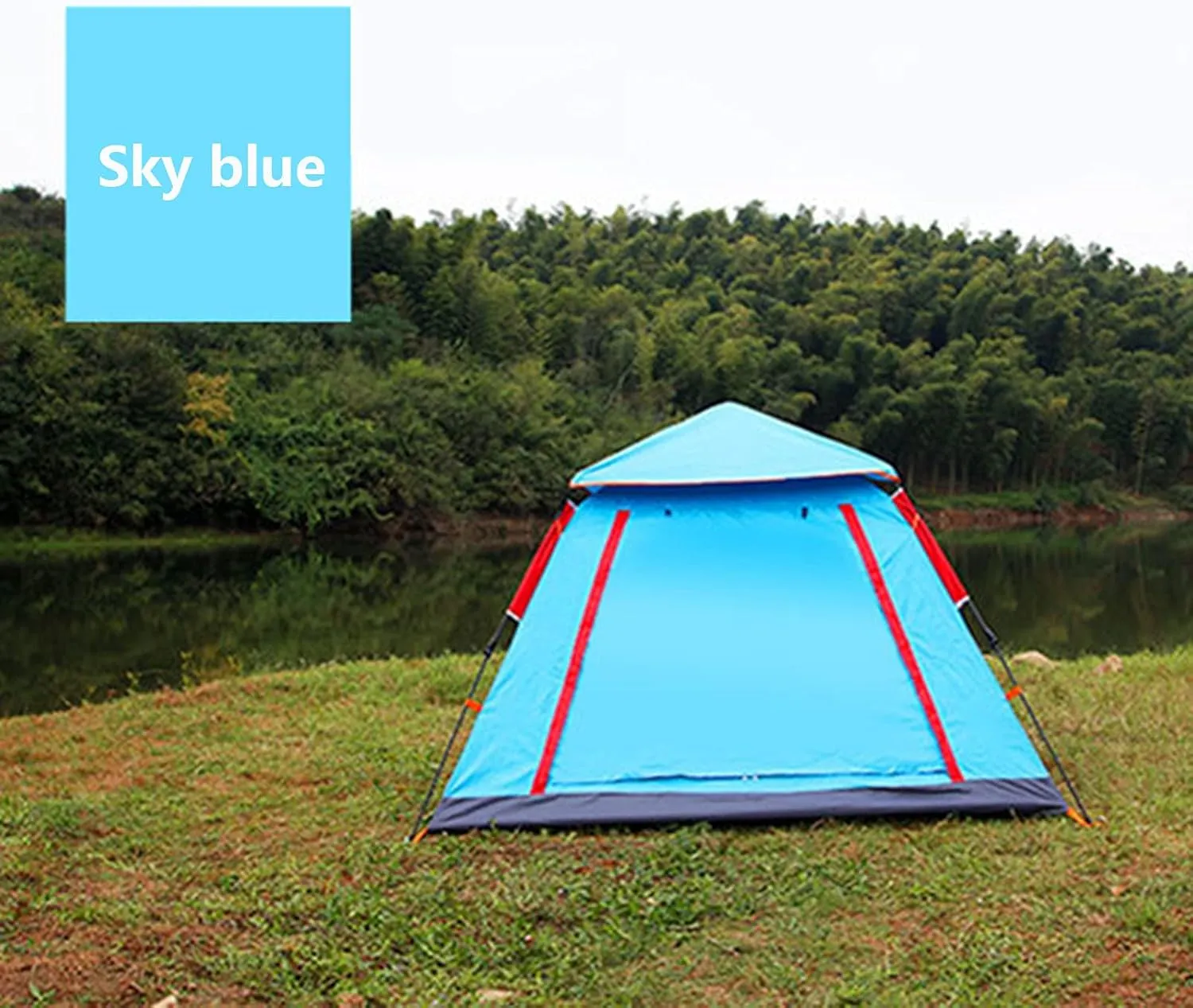 Hydraulic Tent Canopy for Camping Automatic Tents,3-4 People Beach High-Density Silver Rubber Fabric Camping Tent,Family Outdoor Picnic
