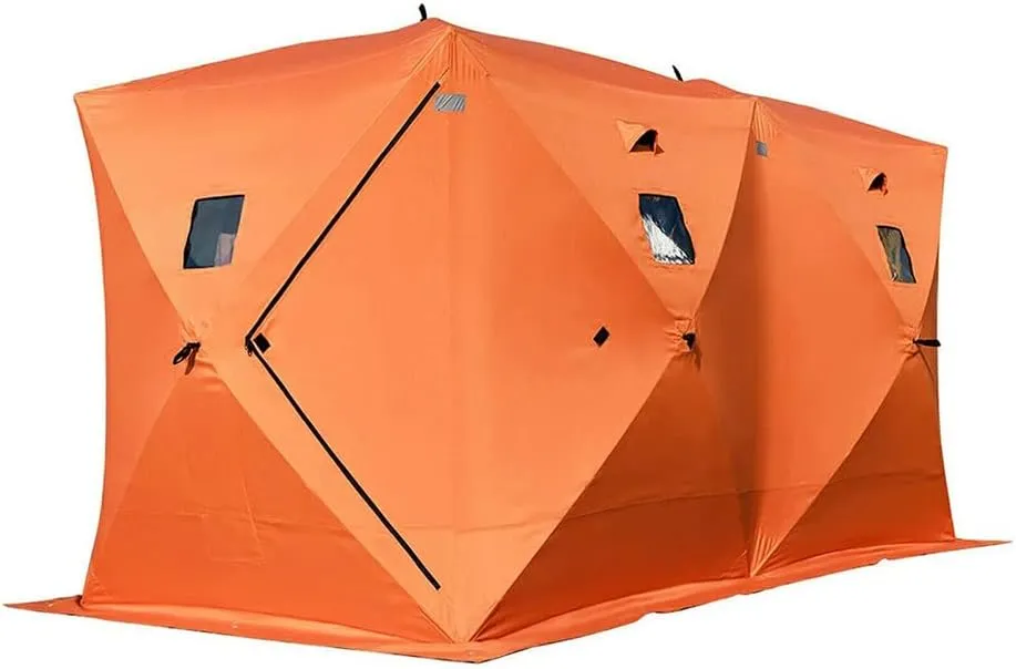 Ice Fishing Tent Shelter Shanty Pop-Up 5-8 Person 300D Oxford Fabric Waterproof Windproof for Winter Fishing Camping Hiking
