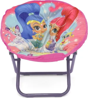 Idea Nuova Nickelodeon Shimmer & Shine Foldable Mini Saucer Chair, Casual Modern, Pink, Polyester, 18" W x 16" H x 14" L, Relaxing