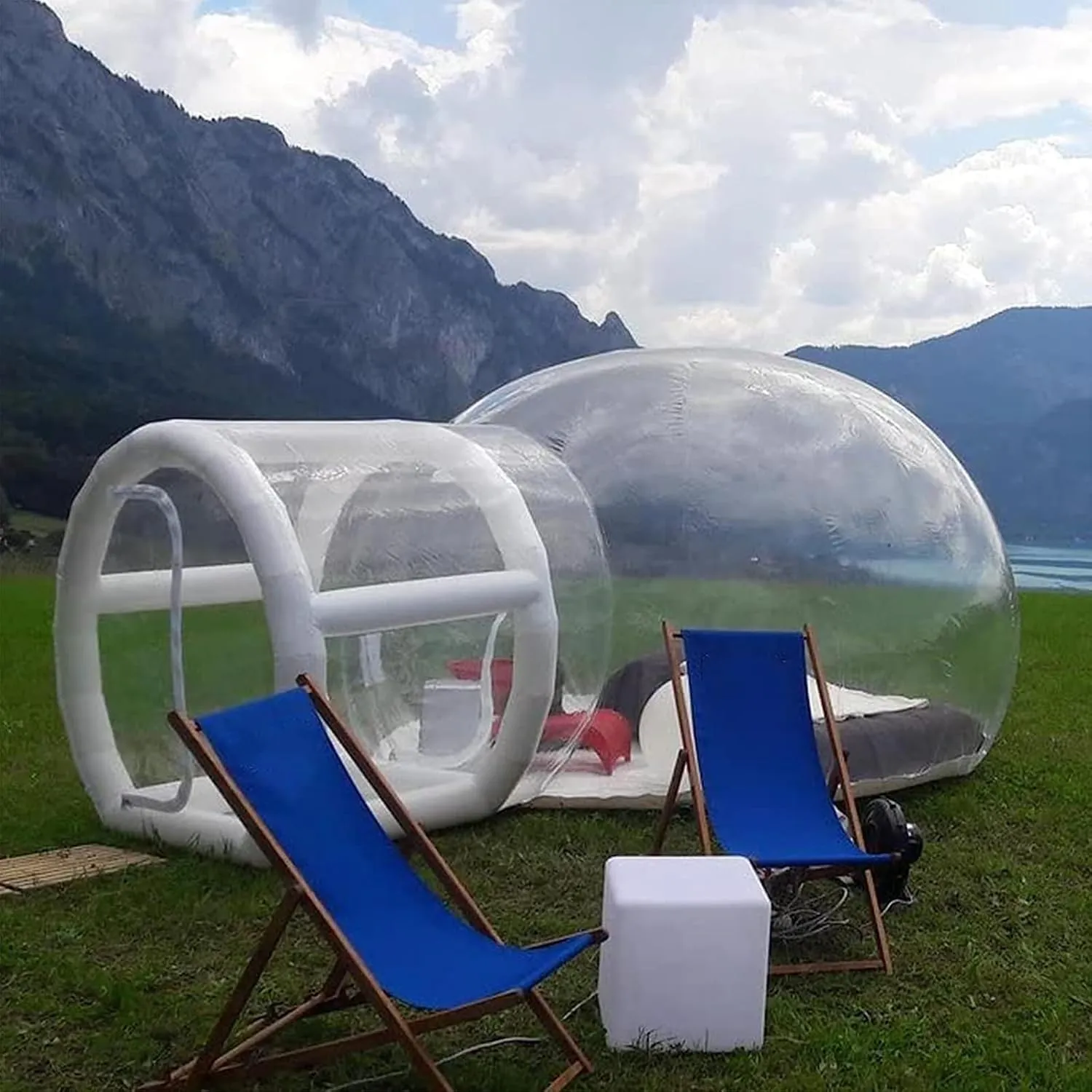 Inflatable Bubble Tent Transparent Outdoor Camping Party Tent Bubble House Rainproof Family Backyard Stadium Rest Place Air Cushion Tent Activity Theme Tent