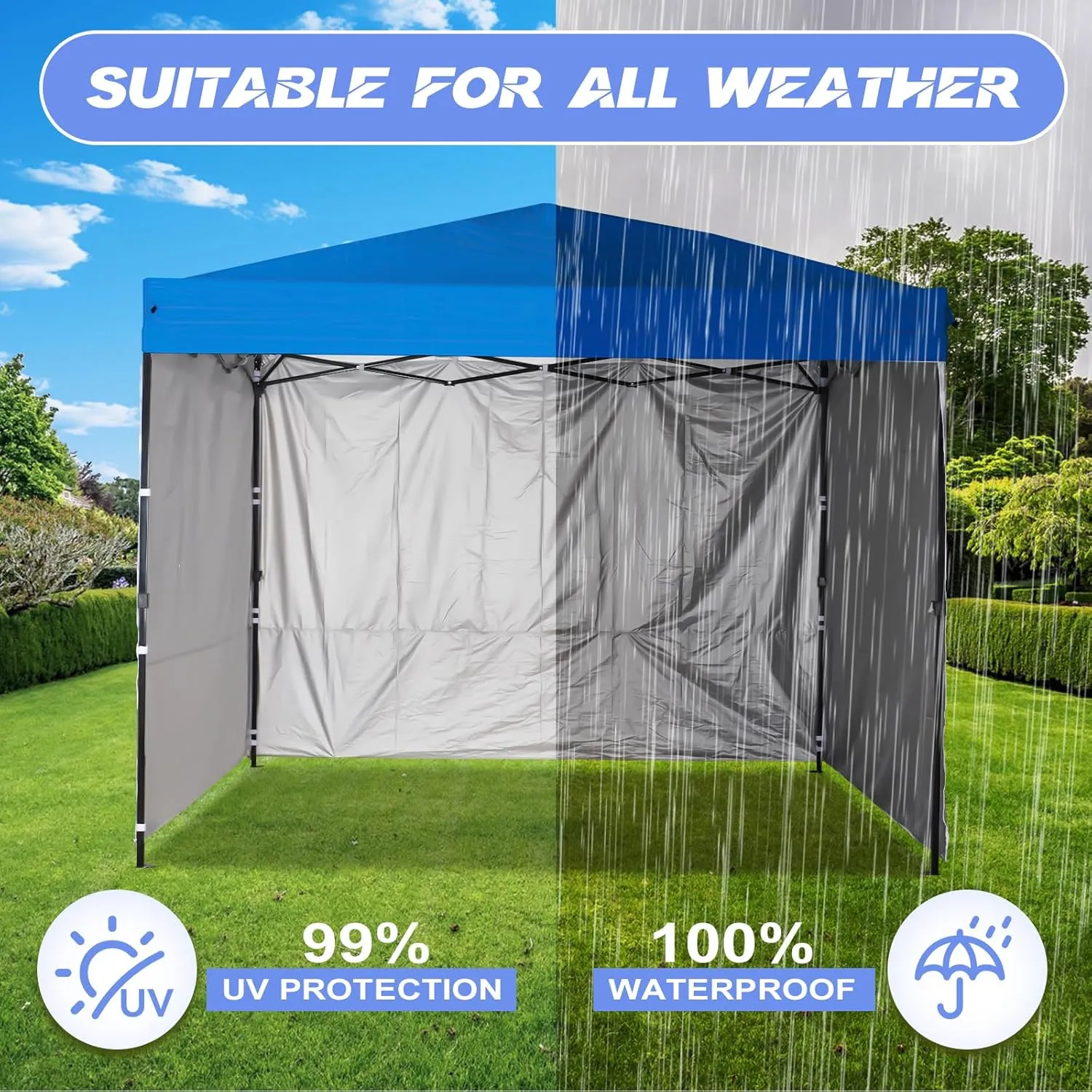Instant 10x10 Canopy sidewalls with Silver Coating for Pop Up Canopy, Outdoor Canopies (3PCS Sidewall Only, Canopy Tent NOT Included)