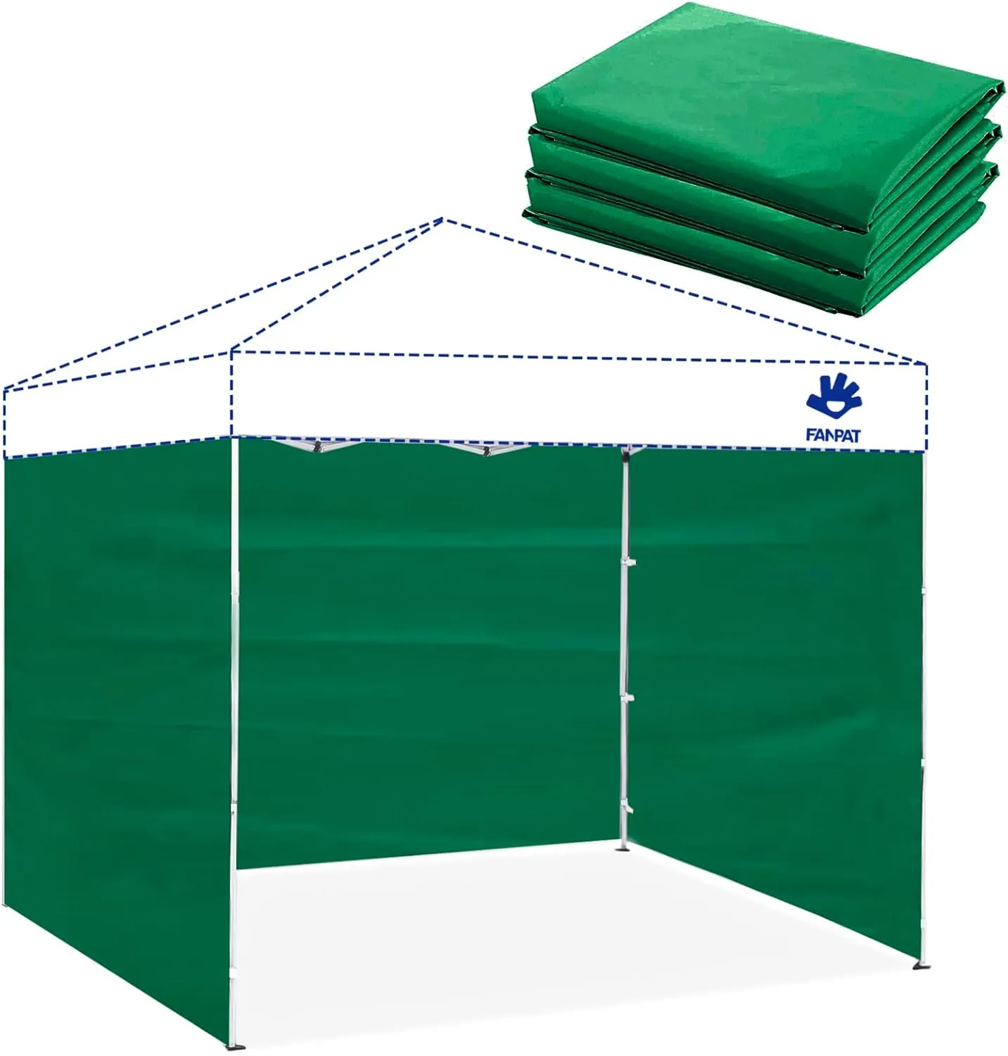 Instant Canopy Tent Sidewall for 10x10 Pop Up Canopy - Waterproof, 99% UV Protection, Green (3PCS Sidewall Only)