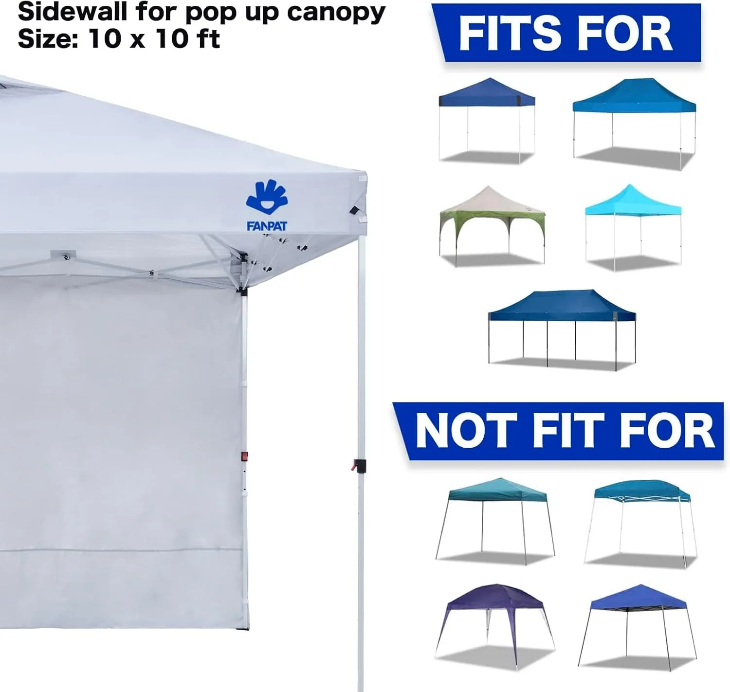Instant Canopy Tent Sidewall for 10x10 Pop Up Canopy - Waterproof, 99% UV Protection, Green (3PCS Sidewall Only)