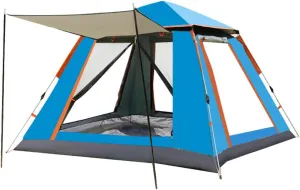 Instant Tent,Pop Up Tent,Camping Tent For 4 Person, Beach Tent Sun Shelter With Storage Bag, Support Rod, 2 Mesh Windows & 2 Doors,Easy Set Up Tent For Camping, Hiking, Fishing ( Color : /Blue , Size