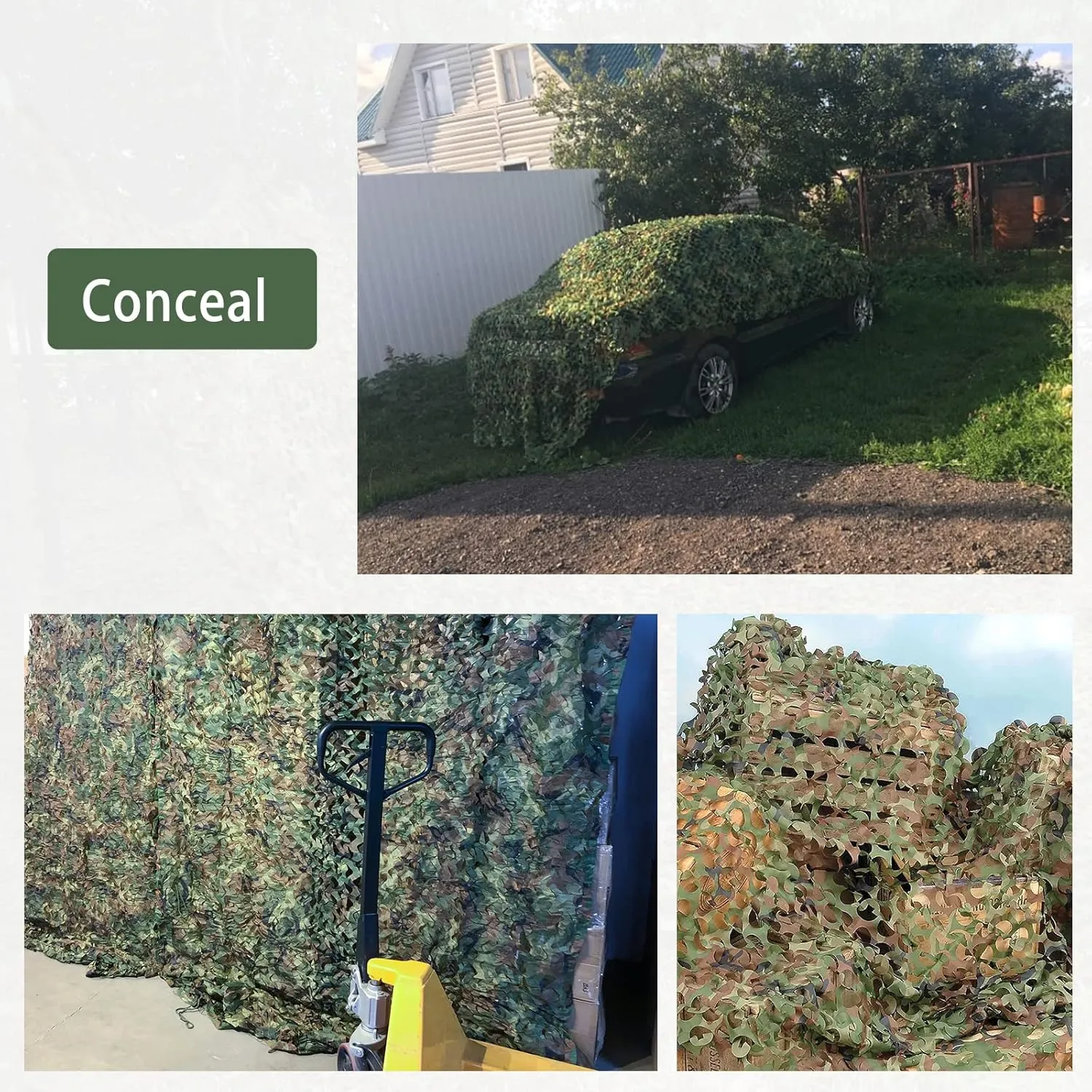 iunio Camo Netting Camouflage Netting, 10ft×10ft, 10x20ft, 20ft×20ft, Mesh Backing Oxford Fabric Camo Net Military Surplus, Hunting Blind for Deer Stand, Party Decorations, Photograph and Car Cover