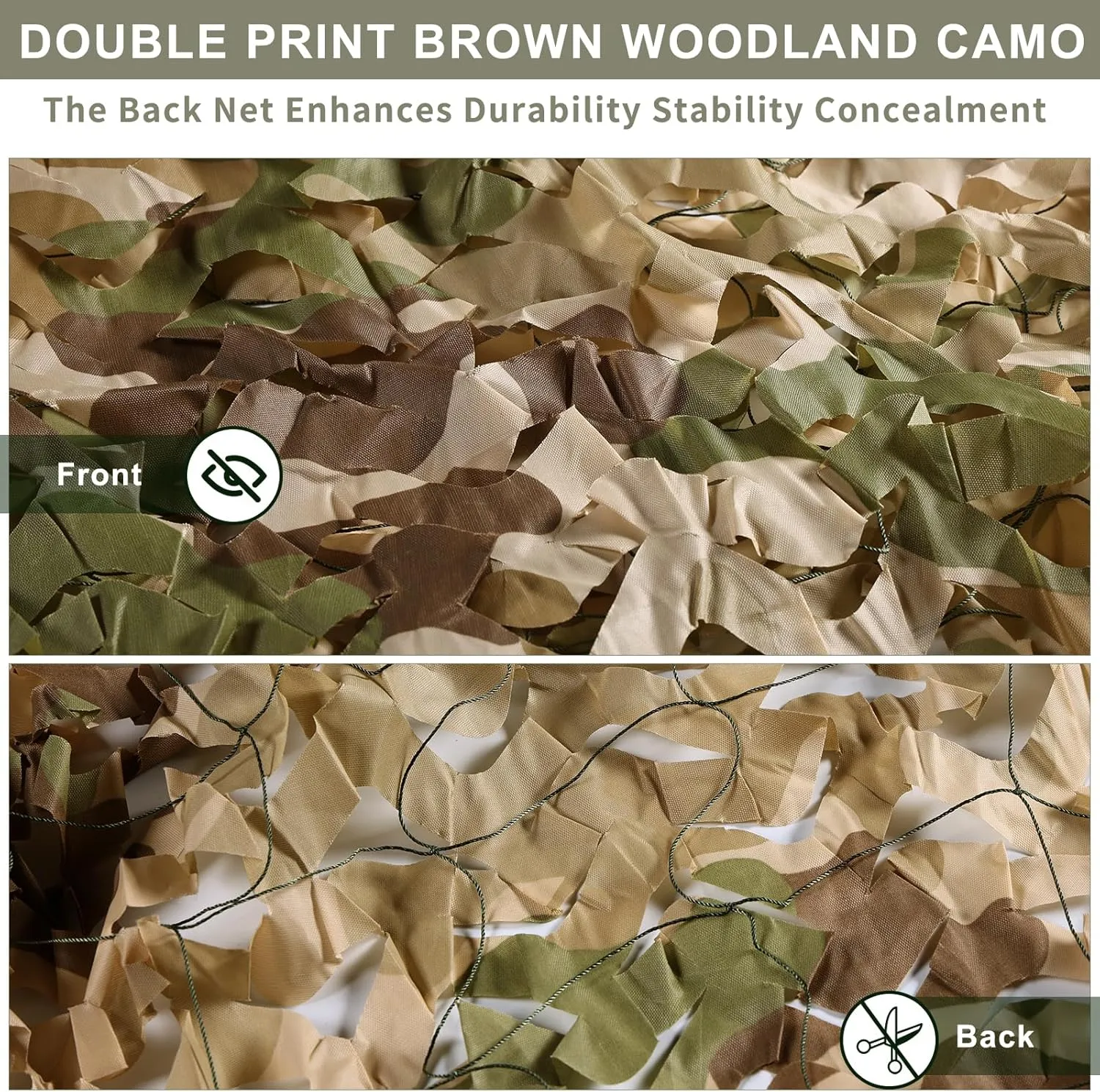 iunio Camo Netting Camouflage Netting, 10ft×10ft, 10x20ft, 20ft×20ft, Mesh Backing Oxford Fabric Camo Net Military Surplus, Hunting Blind for Deer Stand, Party Decorations, Photograph and Car Cover