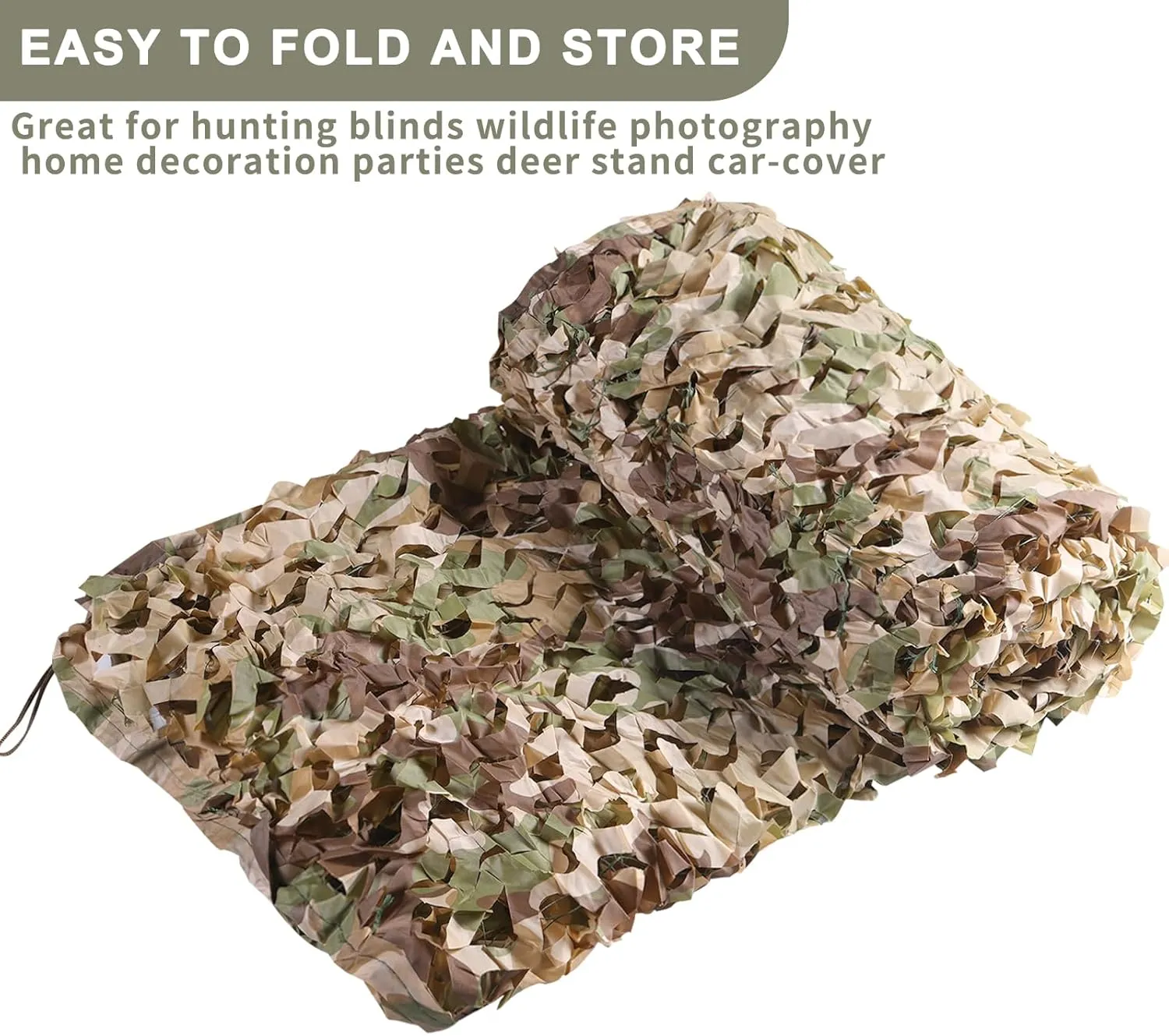 iunio Camo Netting Camouflage Netting, 10ft×10ft, 10x20ft, 20ft×20ft, Mesh Backing Oxford Fabric Camo Net Military Surplus, Hunting Blind for Deer Stand, Party Decorations, Photograph and Car Cover