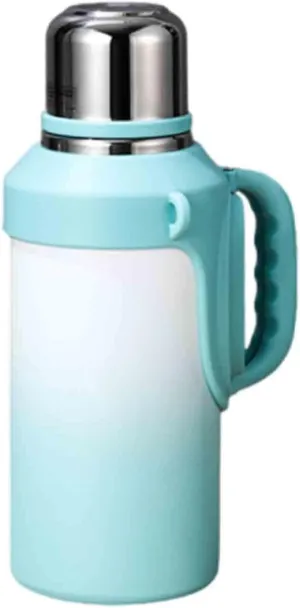 JUSHZ Mens Water Bottle Water Bottles Gym Leakproof Stainless Steel Adult with Filter Thermos Flask Vacuum Flasks Insulated with Handle Large Capacity Portable Car Travel (1200ml,Green)