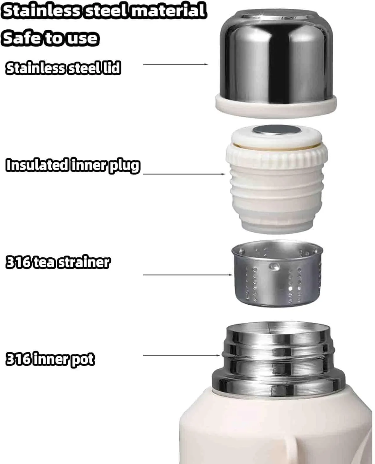 JUSHZ Mens Water Bottle Water Bottles Gym Leakproof Stainless Steel Adult with Filter Thermos Flask Vacuum Flasks Insulated with Handle Large Capacity Portable Car Travel (1200ml,Green)