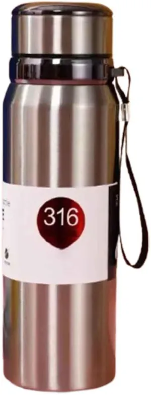 JUSHZ Sports Mens Water Bottle Water Bottles Leakproof Stainless Steel Adult for Women Girls Keep Water Cold with Filter Thermos Flask Insulated Vacuum Stainless Steel High Capacity (800ML,Silver)