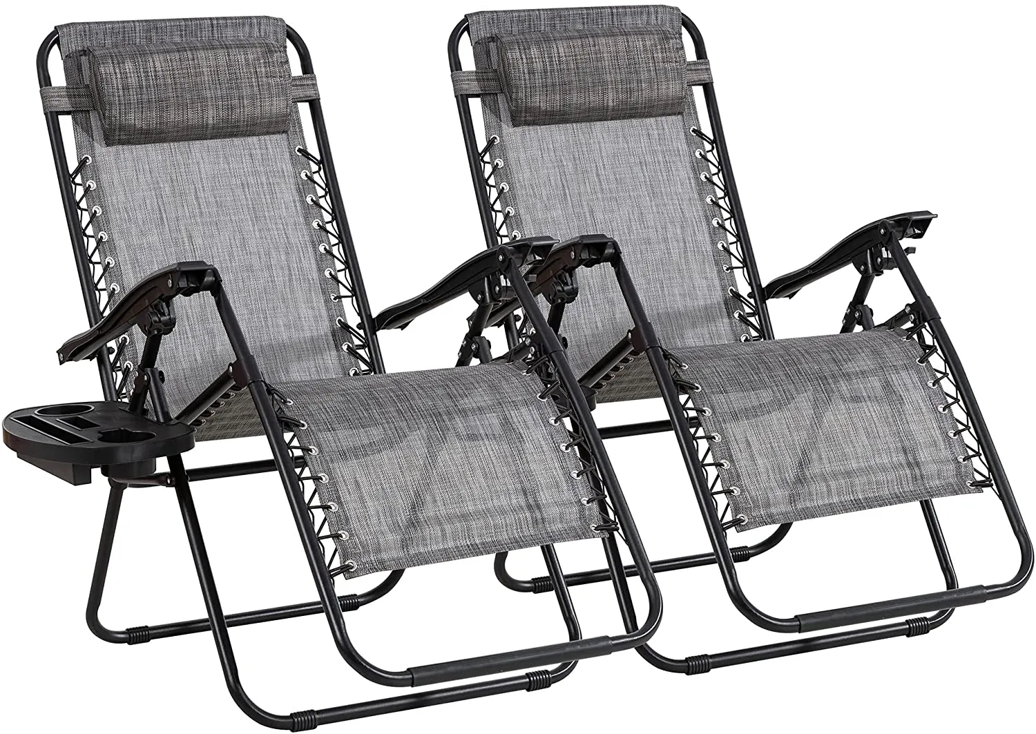 JY QAQA PET Zero Gravity Adjustable Folding Reclining Chair Patio Folding Lawn Set of 2 Outdoor Camp Lounge Chairs with Pillows and Cup Holde for Poolside Backyard and Beach (Blue)