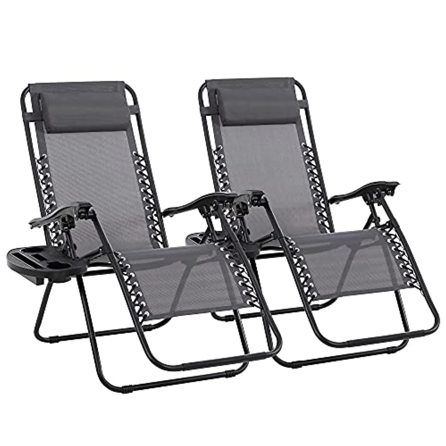 JY QAQA PET Zero Gravity Adjustable Folding Reclining Chair Patio Folding Lawn Set of 2 Outdoor Camp Lounge Chairs with Pillows and Cup Holde for Poolside Backyard and Beach (Blue)