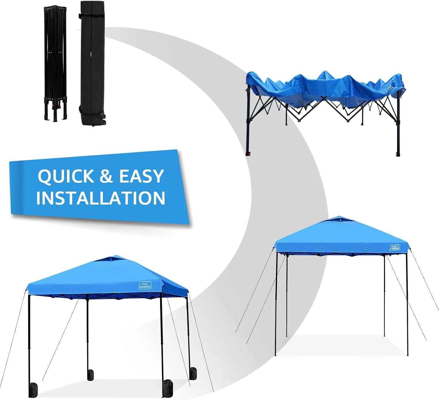 KAMPKEEPER 10x10 Pop Up Commercial Canopy Tent - Waterproof & Portable Outdoor Shade with Adjustable Legs, Air Vent, Carry Bag & Sandbags (Light Blue)