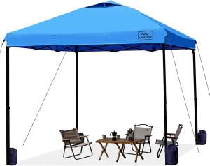 KAMPKEEPER 10x10 Pop Up Commercial Canopy Tent - Waterproof & Portable Outdoor Shade with Adjustable Legs, Air Vent, Carry Bag & Sandbags (Light Blue)