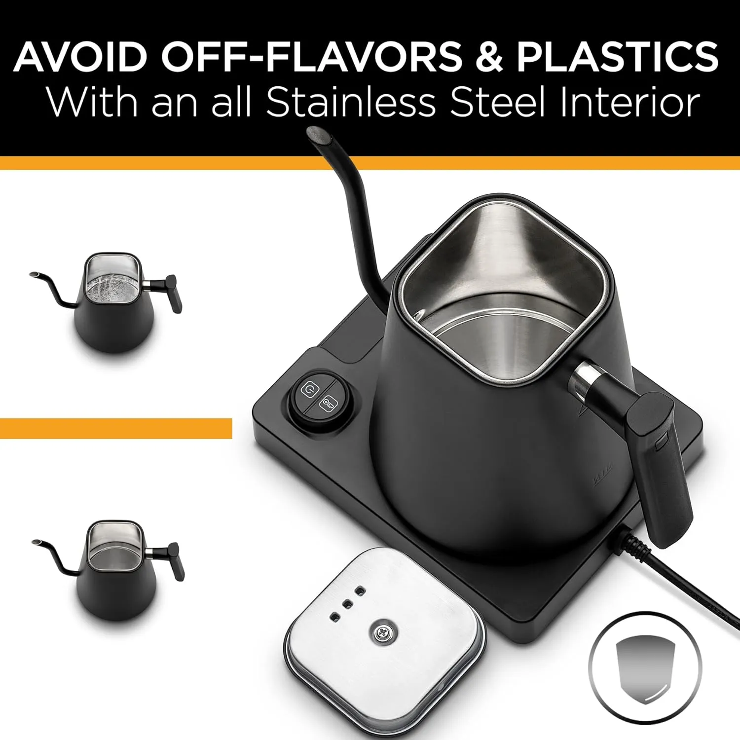 KETTLE & BLOOM Electric Gooseneck Kettle - 1 Liter, Black - Temperature Control Coffee & Tea Kettle - Perfect Pour Over, Gooseneck Spout for Precise Brewing