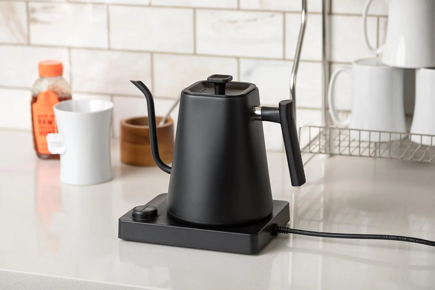 KETTLE & BLOOM Electric Gooseneck Kettle - 1 Liter, Black - Temperature Control Coffee & Tea Kettle - Perfect Pour Over, Gooseneck Spout for Precise Brewing