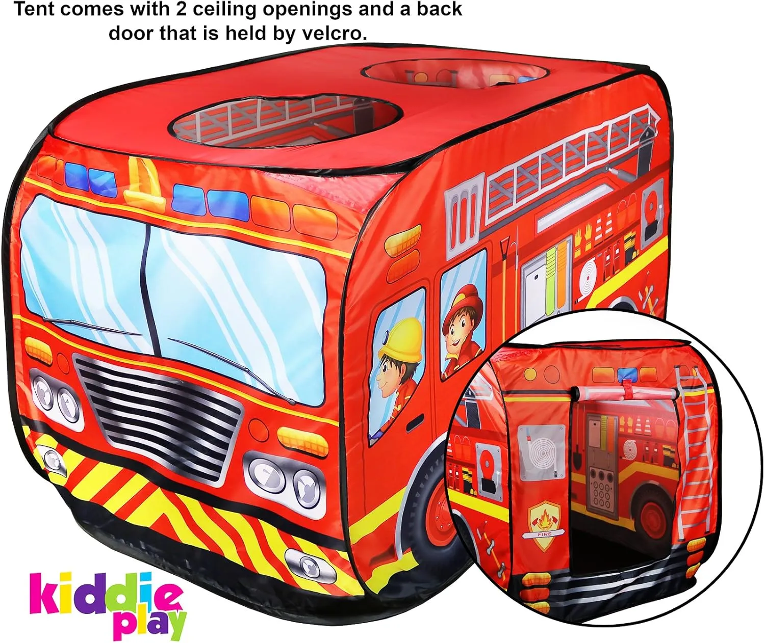 Kiddie Play Fire Truck Pop Up Play Tent for Kids Boys & Girls Indoor Outdoor Playhouse Toy
