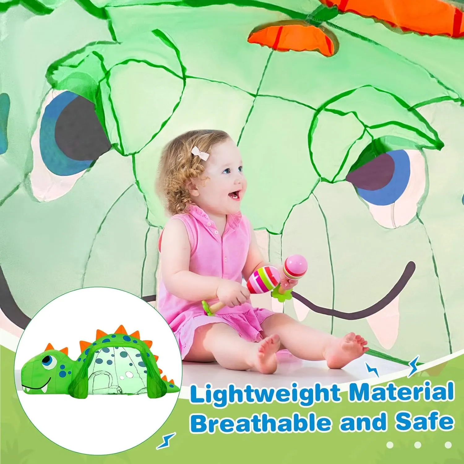 Kids Blow up Tent, Large Air Tent for Kids, Inflatable Child Blow up Playhouse Sets up and Stores Away in Seconds(Dinosaur)