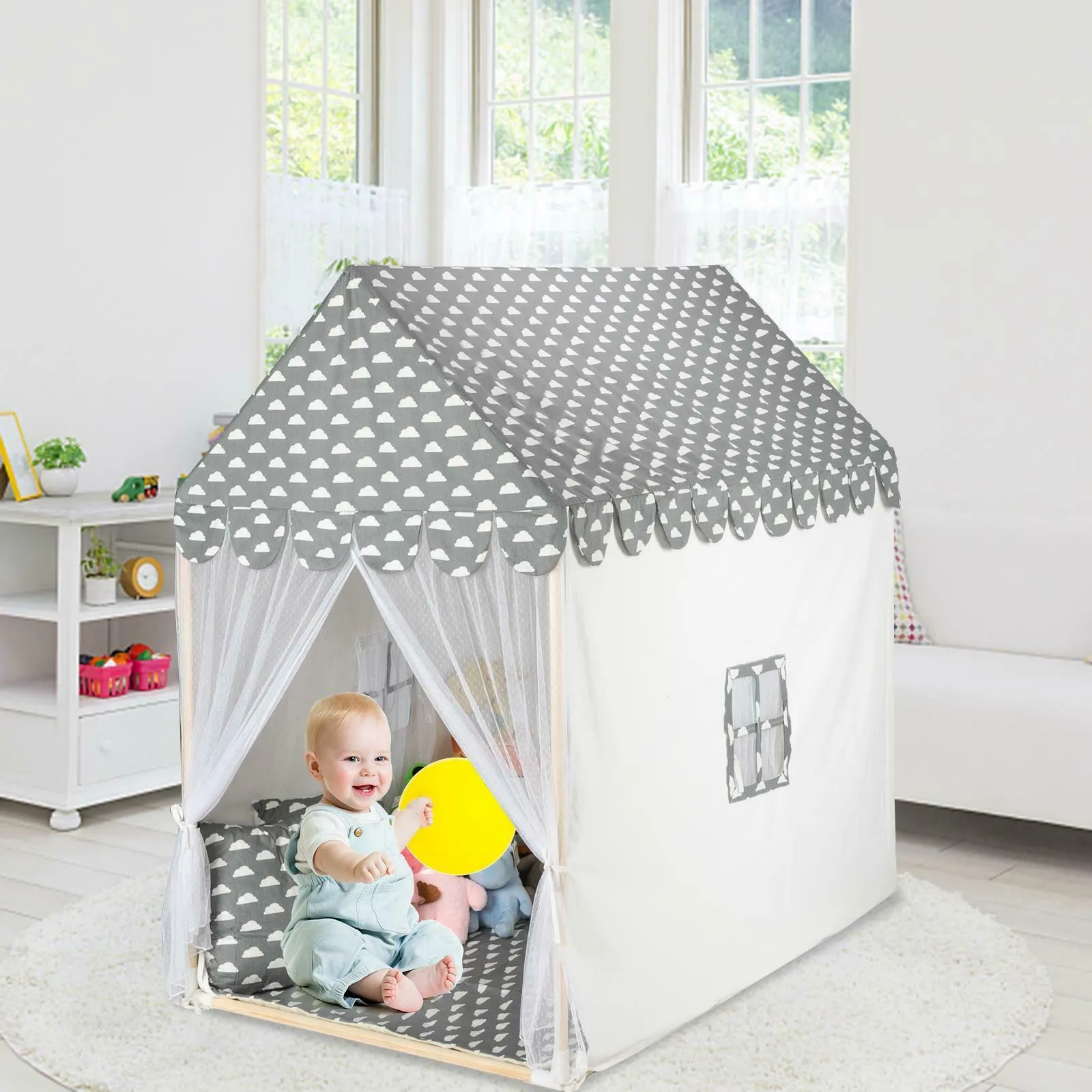 Kids Indoor Pop Up Spacious Castle Play Tent House