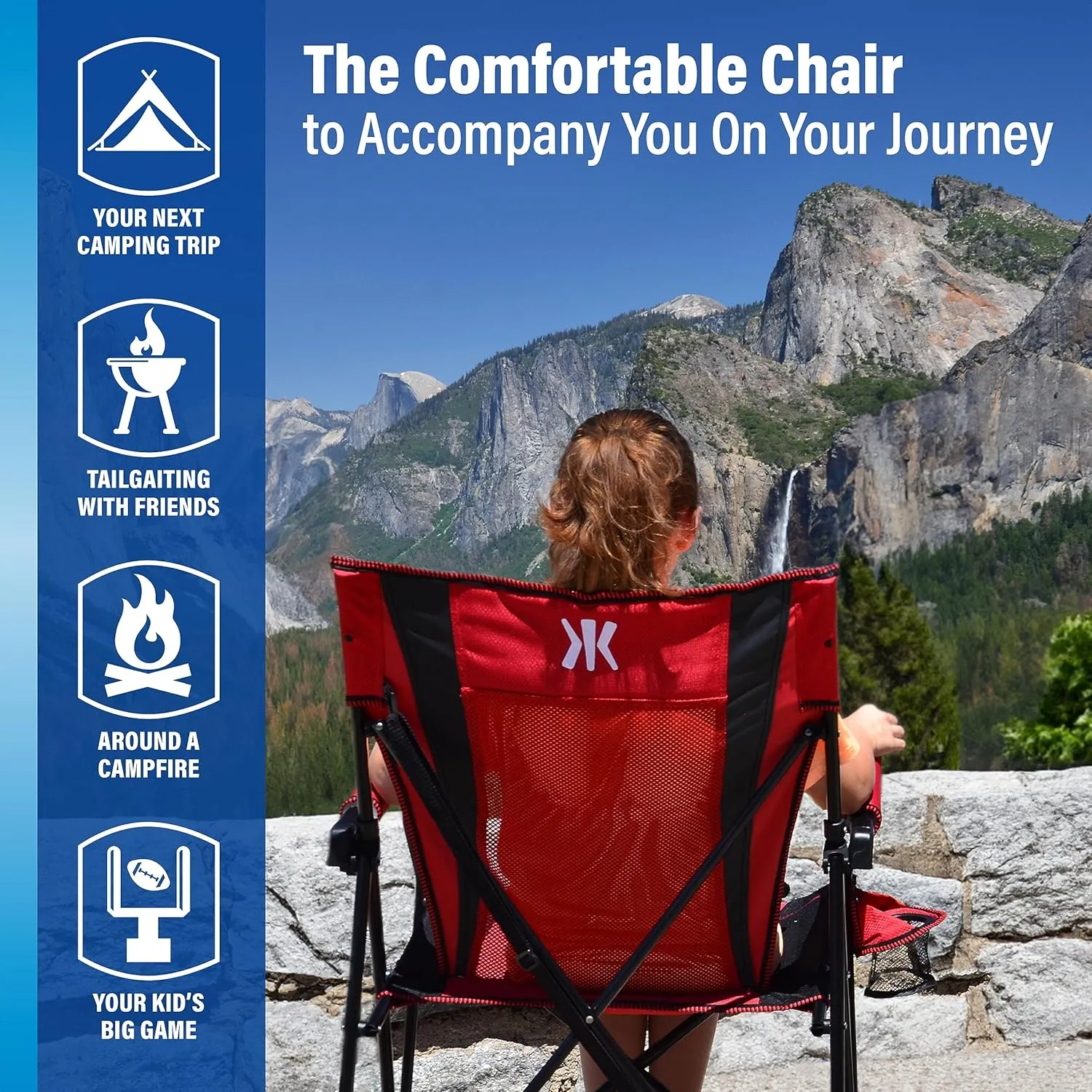 Kijaro Dual Lock Portable Camping Chair - Versatile Folding Sports and Outdoor Chair for Lawn - Locks Position - Ionian Turquoise