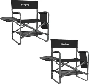 KingCamp 2 Pack Camping Directors Chair Heavy Duty Folding Director Chairs with Side Table and Pockets for Adults Outdoor Camp Chair for Camping Lawn Picnic Beach & Fishing